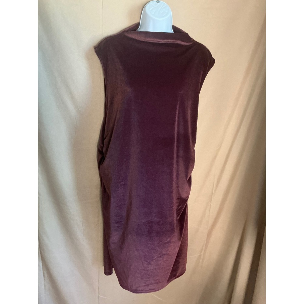 A New Day Velvet Ruched Dress Womens XXL Purple Excellent Mock Neck Sleeveless